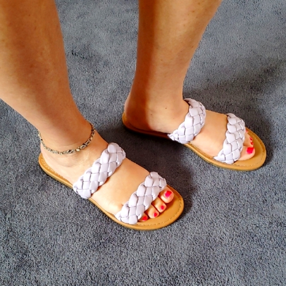 A New Day Womens Braided Lavender Sandals, Size 7